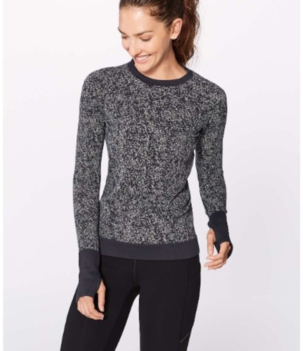 Lululemon Classic Rest Less Fitted Athletic Pullover Heathered Black Size 2